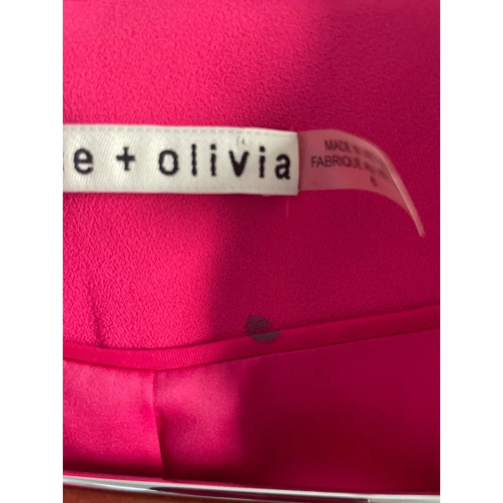 Alice + Olivia Denny Boyfriend Blazer Notch Collar Pink Single Button Size 6